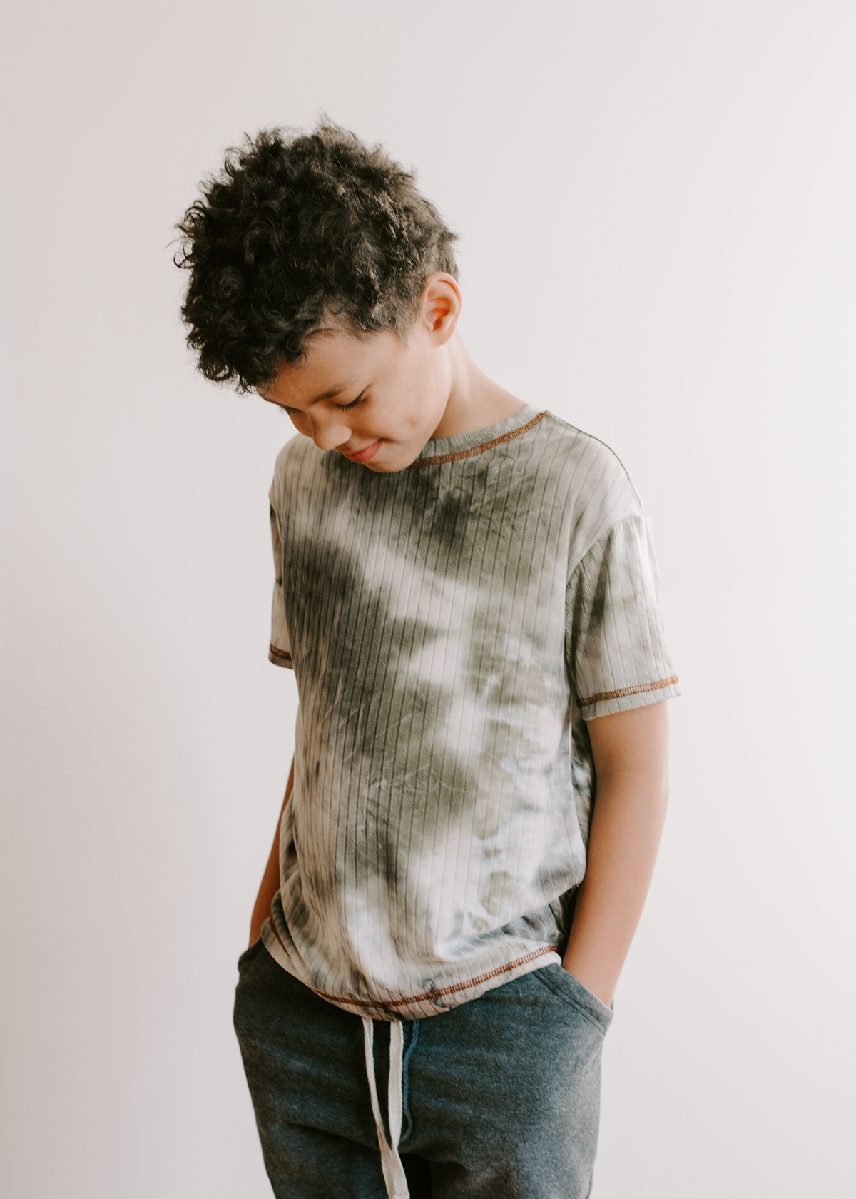 トップス R&D.M GAUZE BORDER DROP SHOULDER SHIRT R&D.M.Co- GAUZE BORDER OVERSIZE H/T SHIRT
